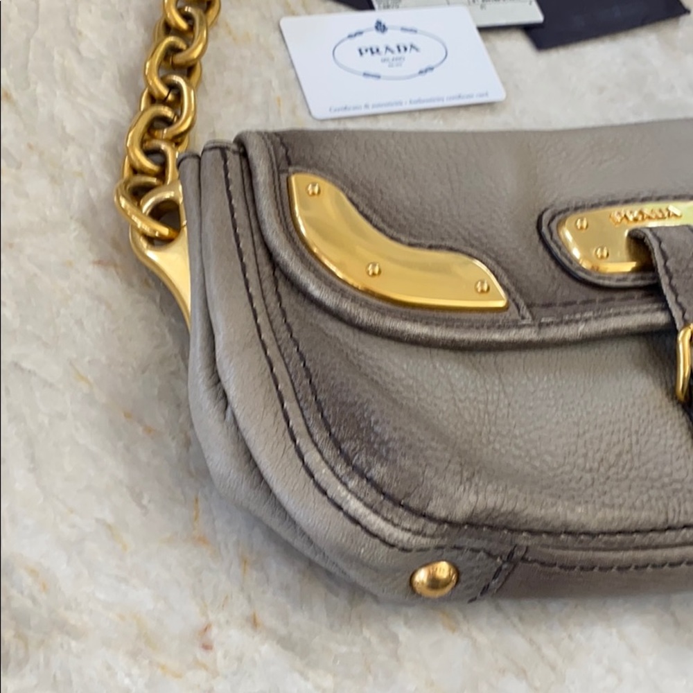Rare Prada Luxurious Gray Leather Cervo Hobo - Picture 4 of 9